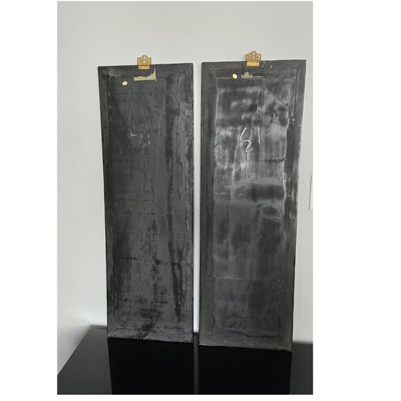 Vintage Asian Wall Art Panel Set – Lacquer & Mother of Pearl Geisha Decor - Picture 13 of 16